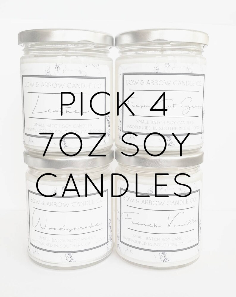 Pick Four 7 Oz. Soy Candle Jars Bulk Soy Candles Scented Etsy