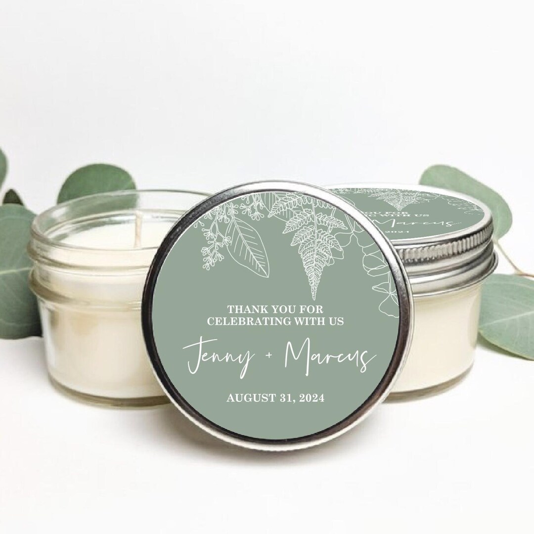 Custom Wedding Favor Candles | Set of 6 Candles Bulk Soy Candle Set ...