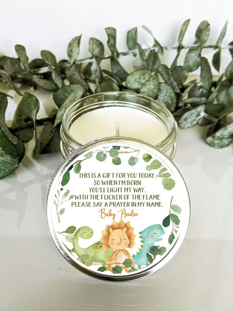 Bulk Baby Shower Favors Prayer Candle Dinosaur Baby Shower Etsy