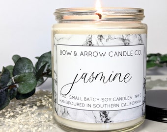 Natural Soy Candle Jasmine Scented | 7 oz Jar Candle | Jasmine Candle | Floral Scented | Scented Soy Candle | Eco-Friendly Candle Gift Idea