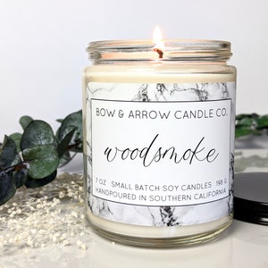 Natural Soy Candle Woodsmoke Scented | 7 oz Jar Candle | Woodsmoke Scented | Masculine Candle | Scented Soy Candle | Campfire Smoke Candle