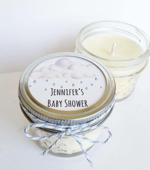 Personalised Candle Tealight Baby Shower Favours With Satin Ribbon Set 10 