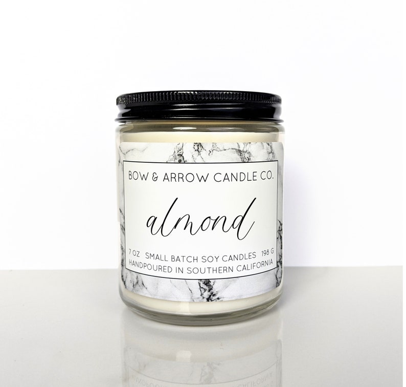 Sweet Candle Gift Ideea 7 oz Jar Candle Almond Oil Scented Soy Candle Natural Soy Candle Almond Scented Almond Scented Candle