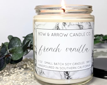 Natural Soy Candle French Vanilla Scented | 7 oz Jar Candle | Vanilla Soy Candle | Scented Soy Candle | Vanilla Candle | Gift Idea