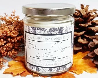7 oz Natural Soy Candle Brown Sugar & Fig Scented | 7 oz Jar Candle | Fig Soy Candle | Fall Scents | Autumn Candle | Brown Sugar | Gift Idea