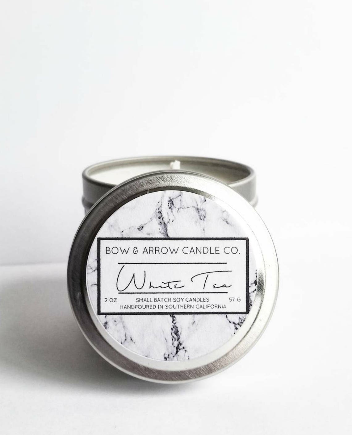 2 Oz Natural Soy Candle White Tea Scented 2 Oz Tin Candle Etsy