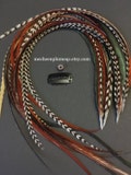 Hair Feather Extension 8'-12' \/ DIY feather kit \/ 5 Hair feathers bonded \/ Long feathers \/ Premium Rooster feathers \/ Spring Fairy Feathers