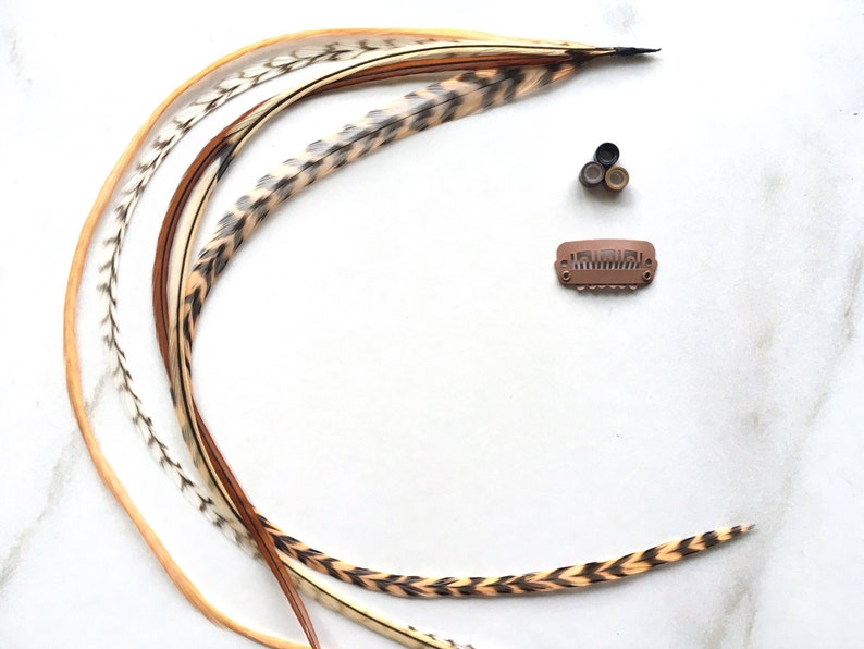 light feather colours perfect for Blond hair Feather extension Blondy Fairy Hair Feather extension kit of 5 natural bonded feathers