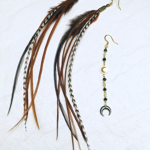 Hair Feather Extension 8'12' / 5 Feathers Bonded /long Grizzly Feather ...