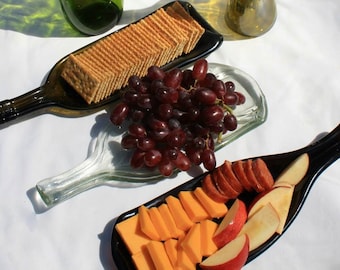 Upcycled Melted Wine Bottle Candy Dish or Snack Tray