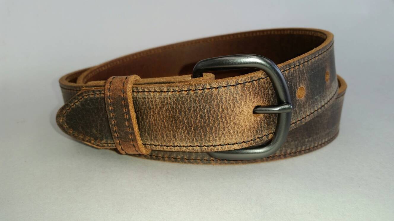 1-1/4 Stitched Genuine Water Buffalo Leather Belt | Etsy