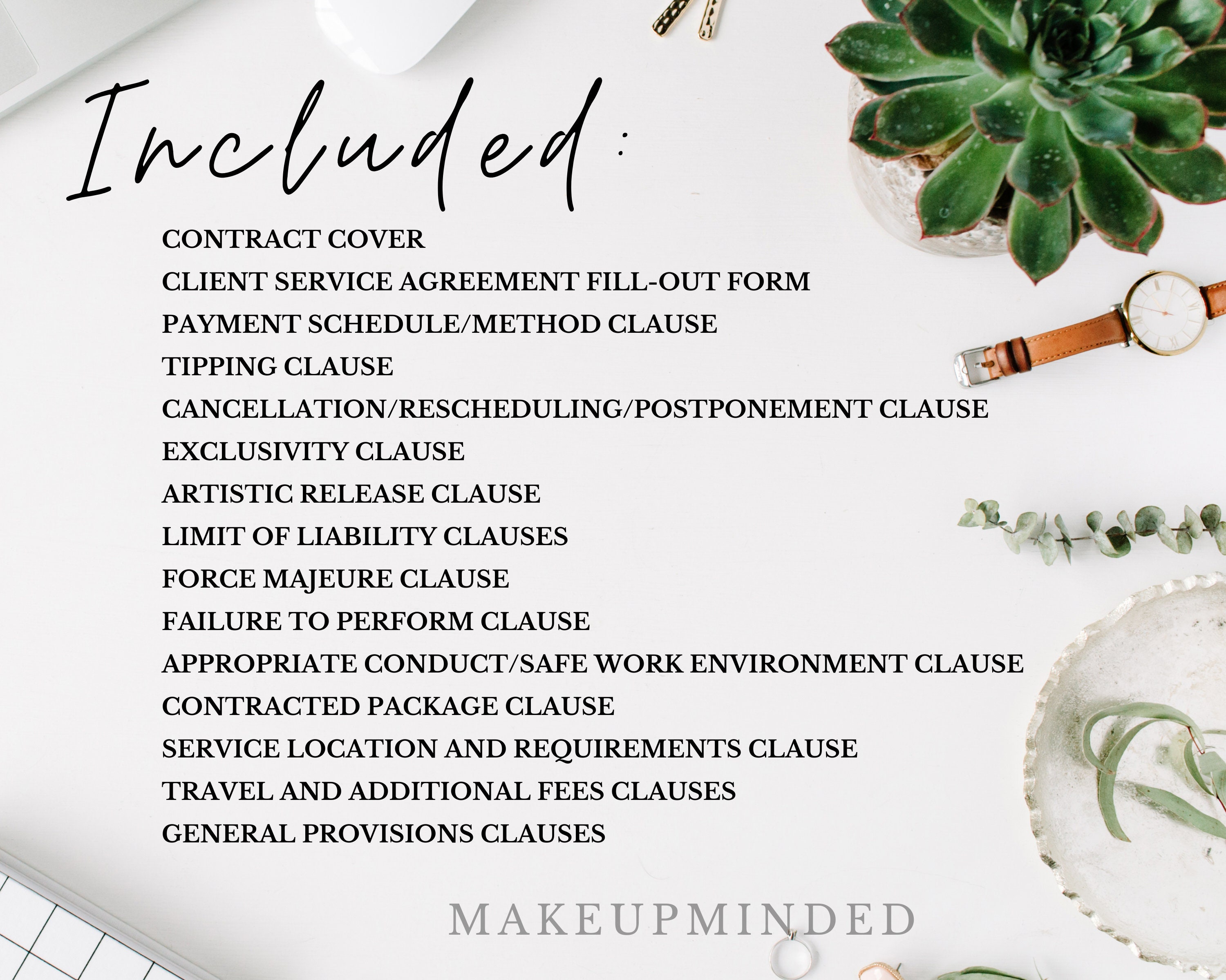 Makeup Artist Bridal Contract Wedding Contract for Makeup Etsy España
