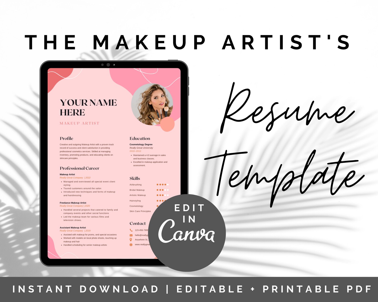 Makeup Artist Resume Editable Template For Makeup Artists Etsy Makeup Artist Resume Editable Template For Makeup Artists Etsy