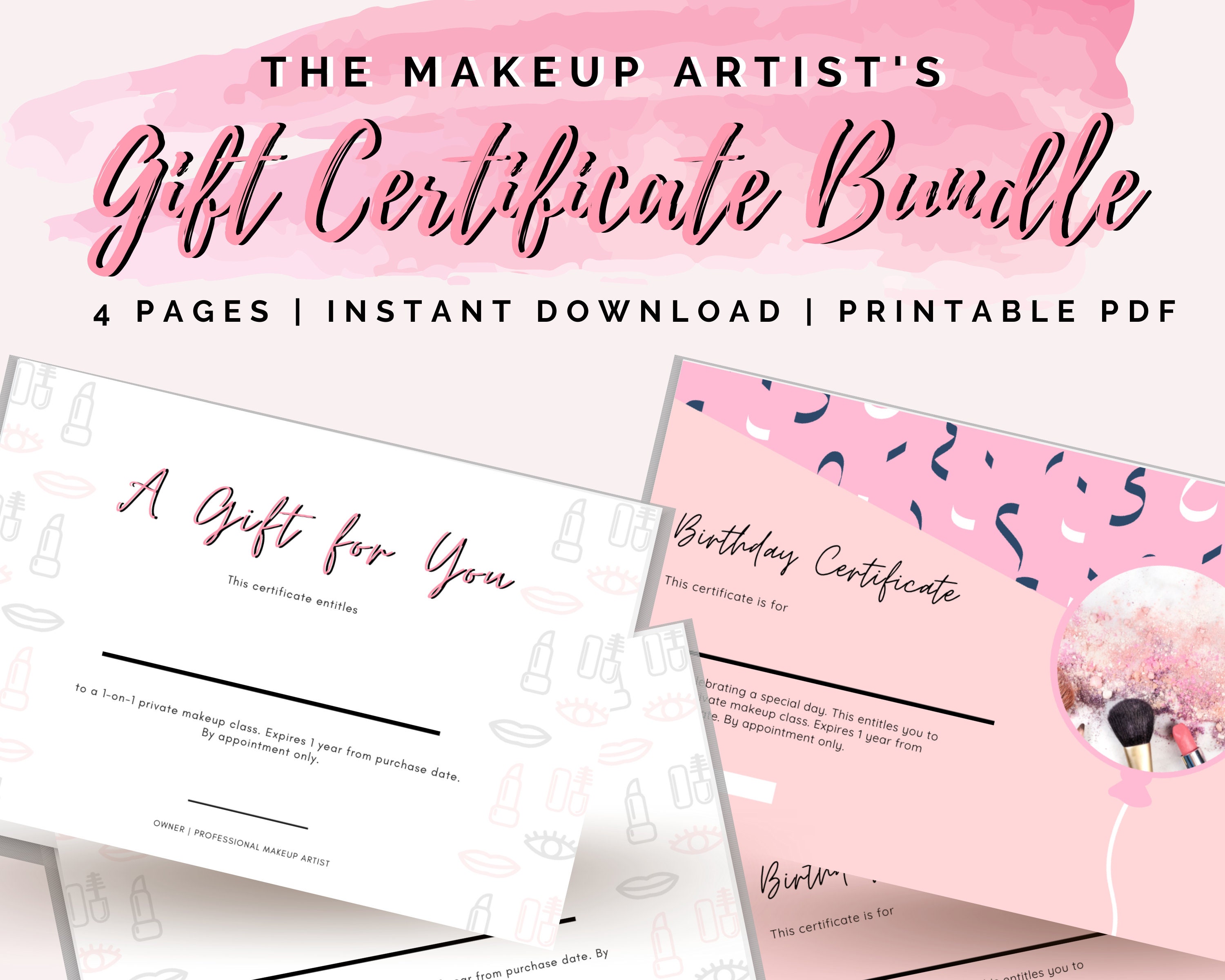 Makeup Artist Gift Certificate Bundle Etsy UK
