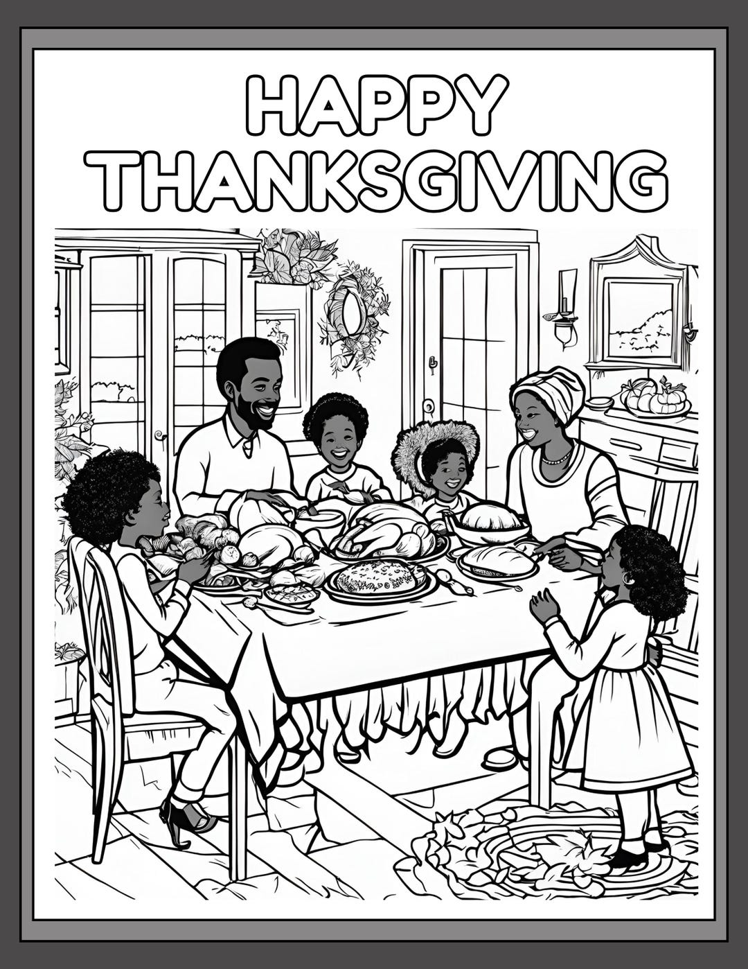Thanksgiving Day Coloring Pages 2 Etsy