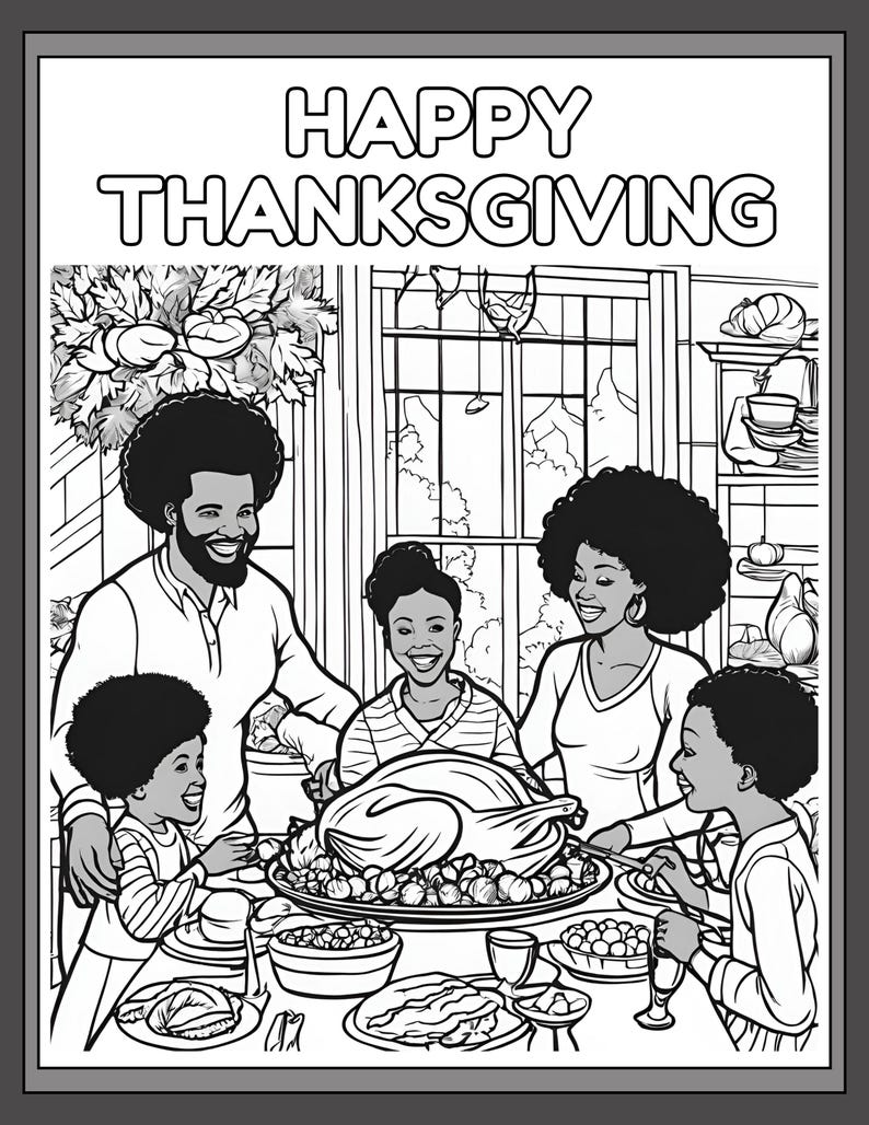 Thanksgiving Day Coloring Pages Etsy