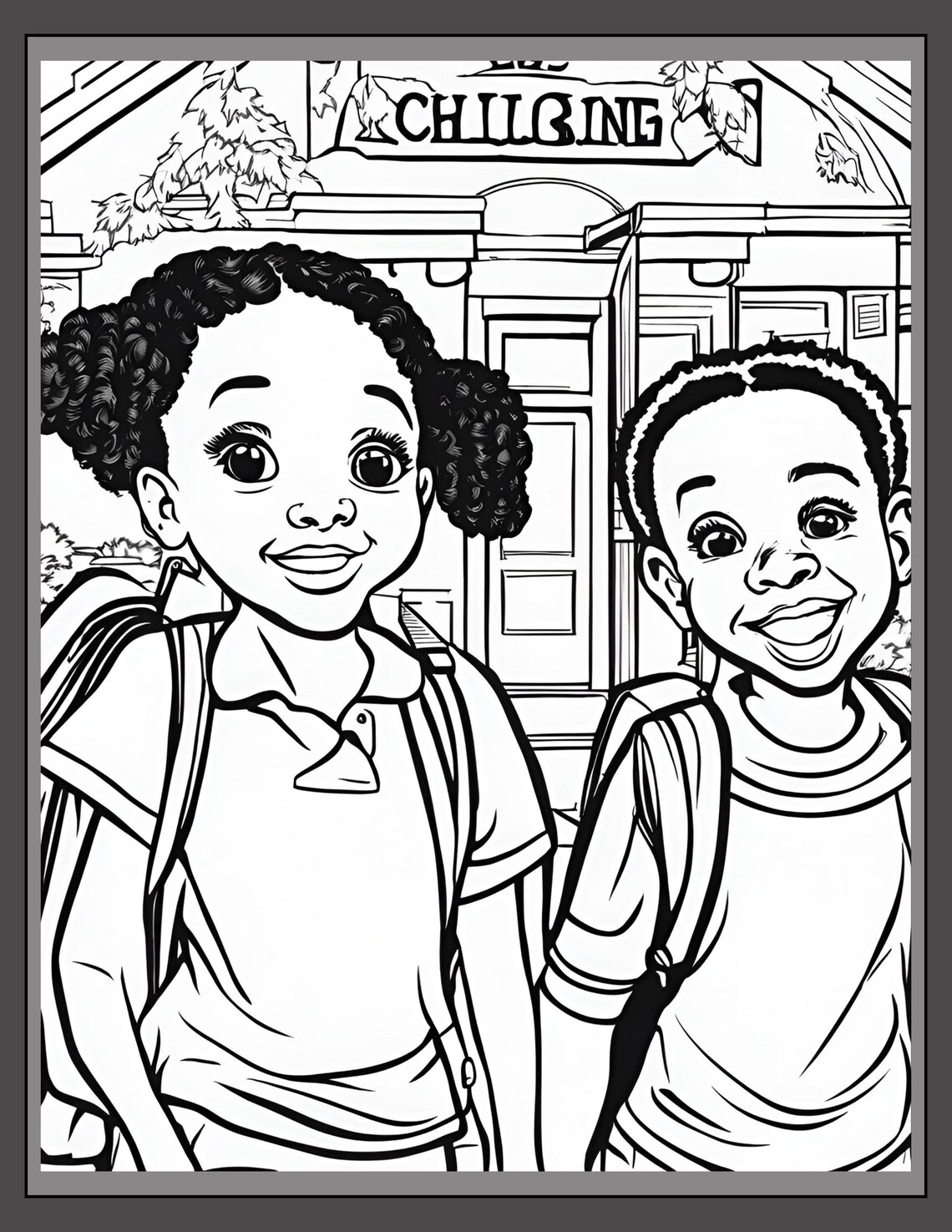 Black Children Back to School Coloring Pages - Etsy