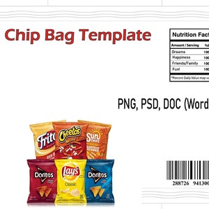 Chip Bag Template, Blank Template, PNG, PSD, Docword & SVG, 8.5x11 Size ...