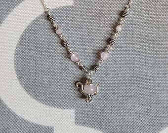 Rose quartz teapot necklace