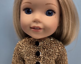 Gorgeous Gold or Red Hand Knit Sweater for Your 14.5"Doll like American Girl Wellie Wisher