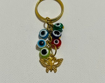 Dragonfly evil eye keychain