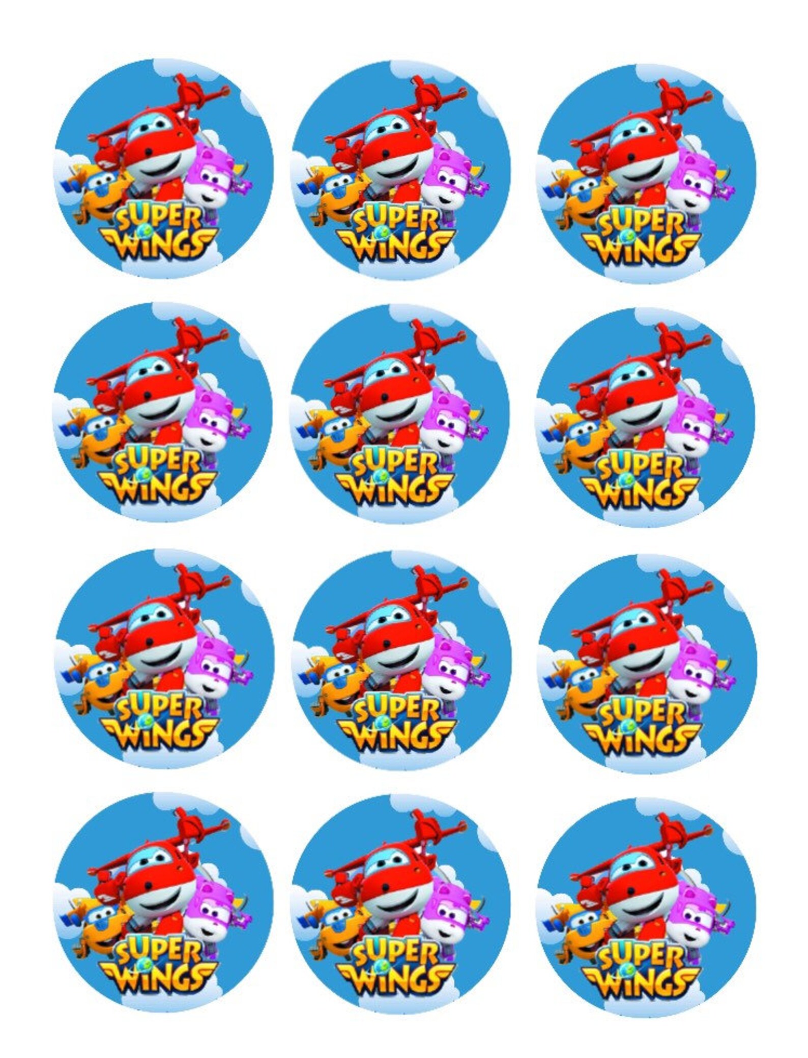 24x 50mm Super Wings edible cupcake toppers to apply to your Etsy