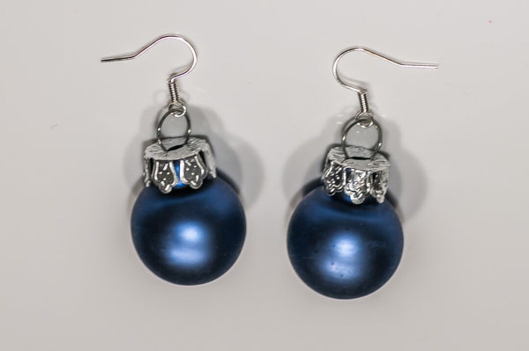Ohrringe Christbaumkugeln Dunkelblau Matt Weihnachten NEU Etsy.de