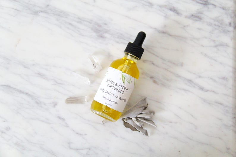 White Sage & Quartz Body Oil Lavender Sage Body Oil Etsy