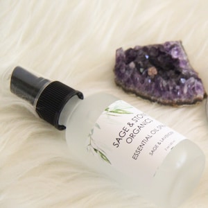 Sage & Lavender Essential Oil Spray - Smudge Spray, Body, Room, Linen Spray, Smudging, All Natural, Organic, Air Freshener, Clary Sage