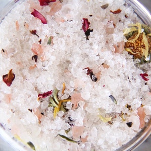 Lavender Rosemary Bath Salts Soak, Herbal Salts, Lavender, Rosemary, All Natural, Organic, Essential Oils, Rose Petals, Seaweed image 3