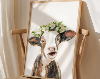 Cow Nursery Printable, Farm Animal Wall Art Download