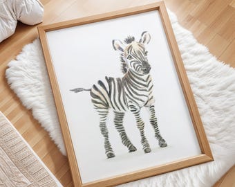 Watercolor Zebra Print: Safari Nursery Wall Art