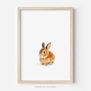 Watercolor Bunny Nursery Print: Floral Woodland Animal Art