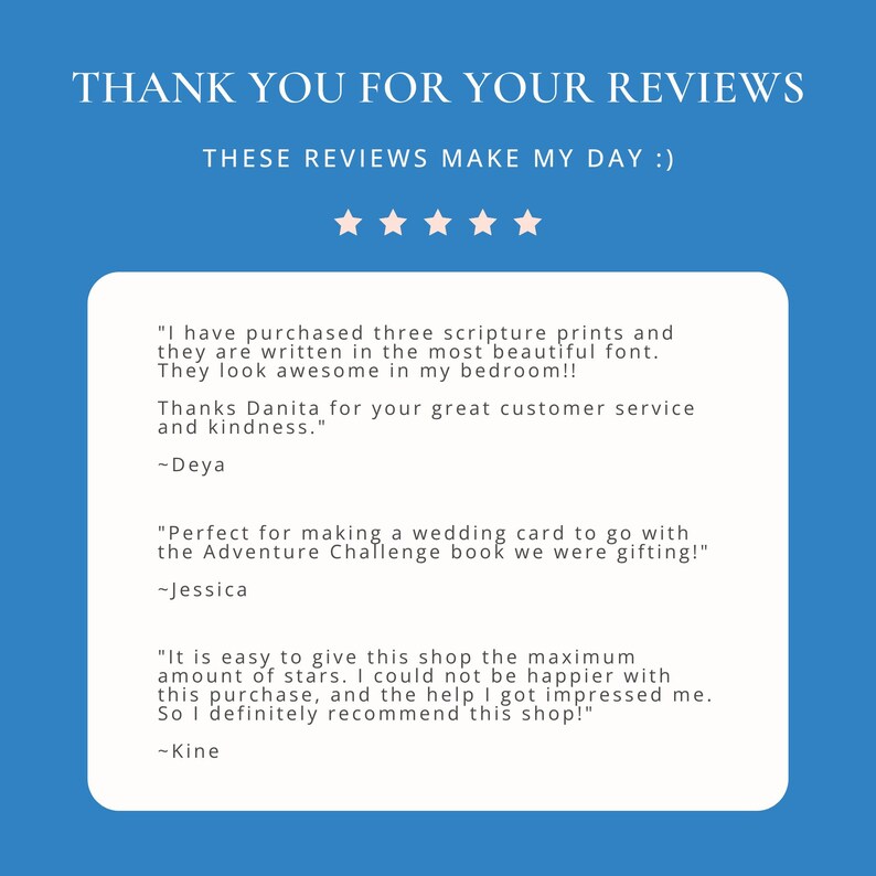 a blue background with the words thank you for your review