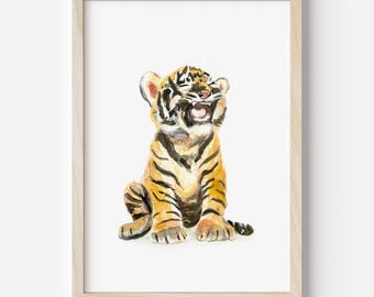Tiger Cub Nursery Print: Baby Animal Safari Wall Art