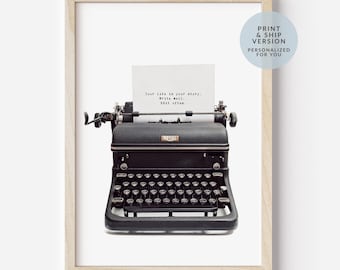 Personalized Poster Typewriter Art Print Custom Quote Typewriter Large Wall Art Print Retro Typewriter Art Print and Ship Gift for Writer