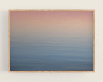 Sunset Seascape Art Print: Coastal Pastel Photography, Minimalist Ocean View