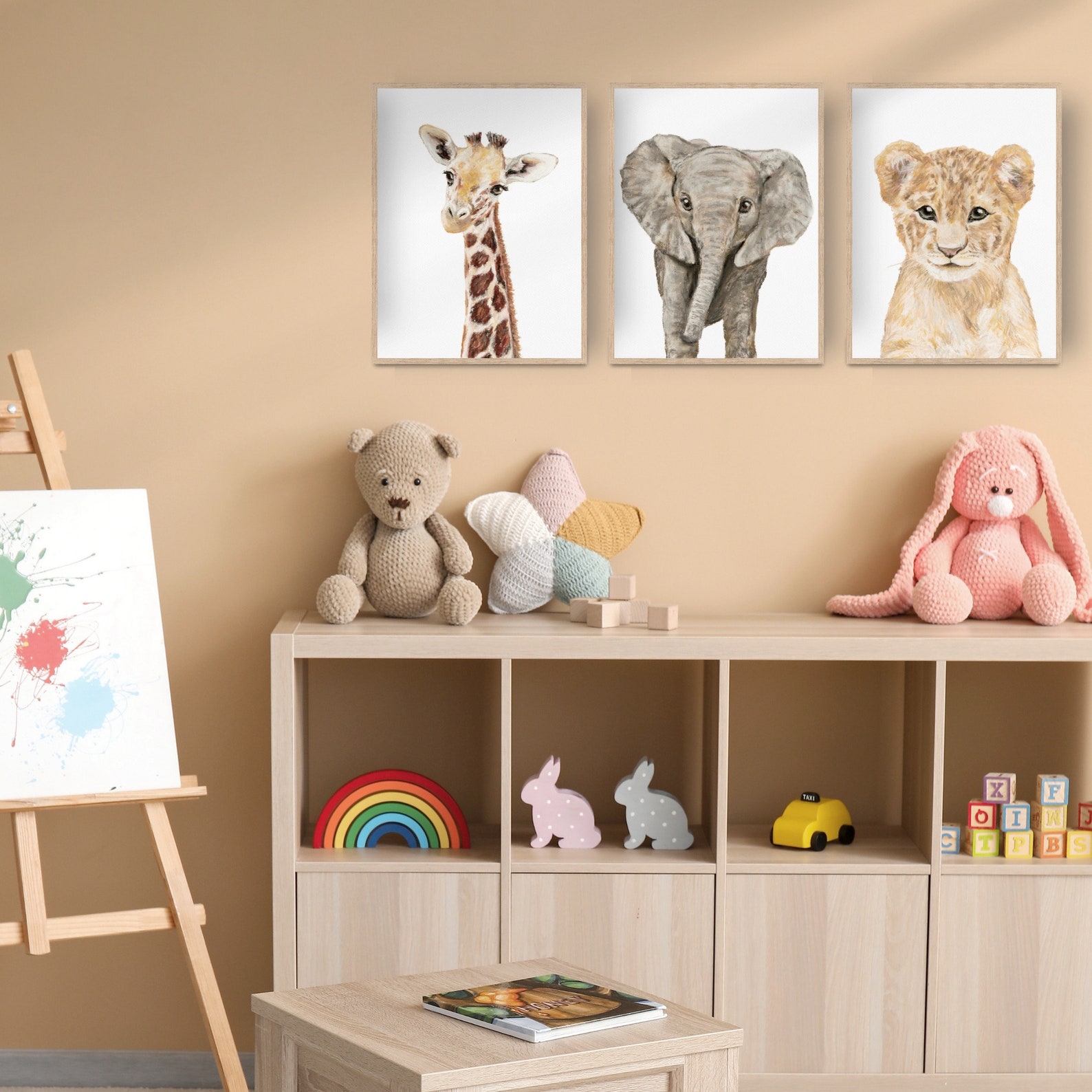 Baby Safari Animals Print Set of 3 Nursery Wall Art Set - Etsy