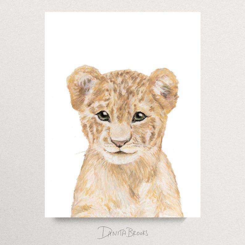 Safari Nursery Wall Art Set, Elephant Giraffe Lion Cub Prints image 6
