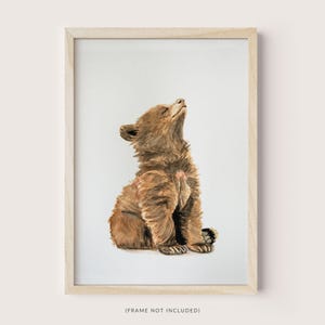Brown Bear Wall Decor, Woodland Nursery Bear Print, Woodland Nursery Decor, Forest Animals Wall Art, Watercolor Bear Wall Art