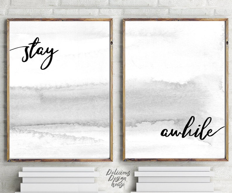 Stay Awhile Printable Wall Art Stay Awhile Sign Wall Gallery Set Printable Poster Stay Awhile Poster Watercolor Art Print Stay Awhile
