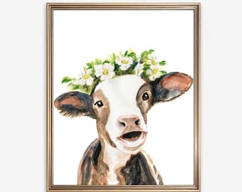 Cow Nursery Printable, Farm Animal Wall Art Download