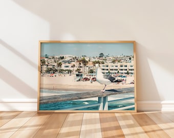Seagull Art Print, Coastal Bird Wall Art, Modern Beach House Decor