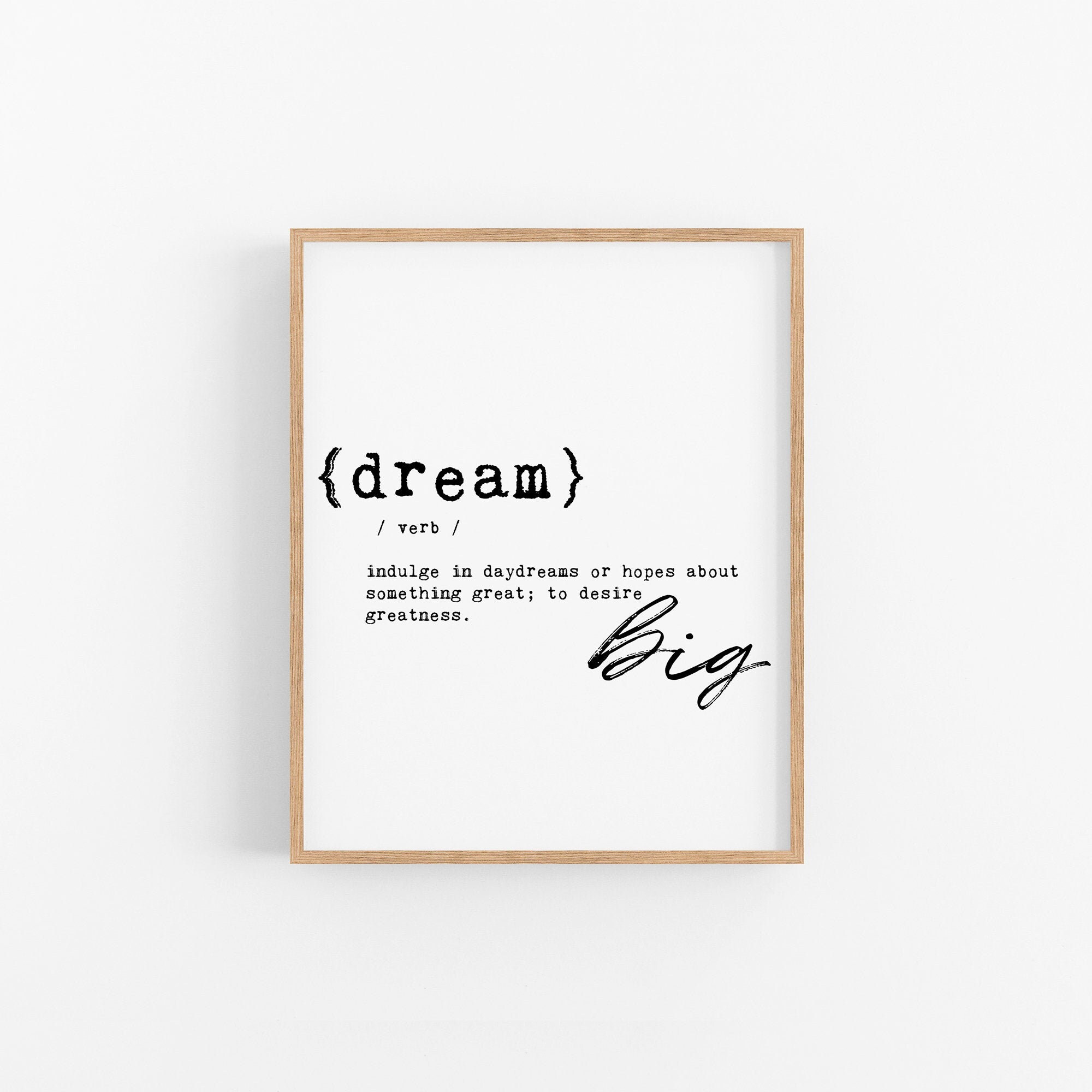 Dream Big Printable Motivational Wall Decor Dream Big Success - Etsy