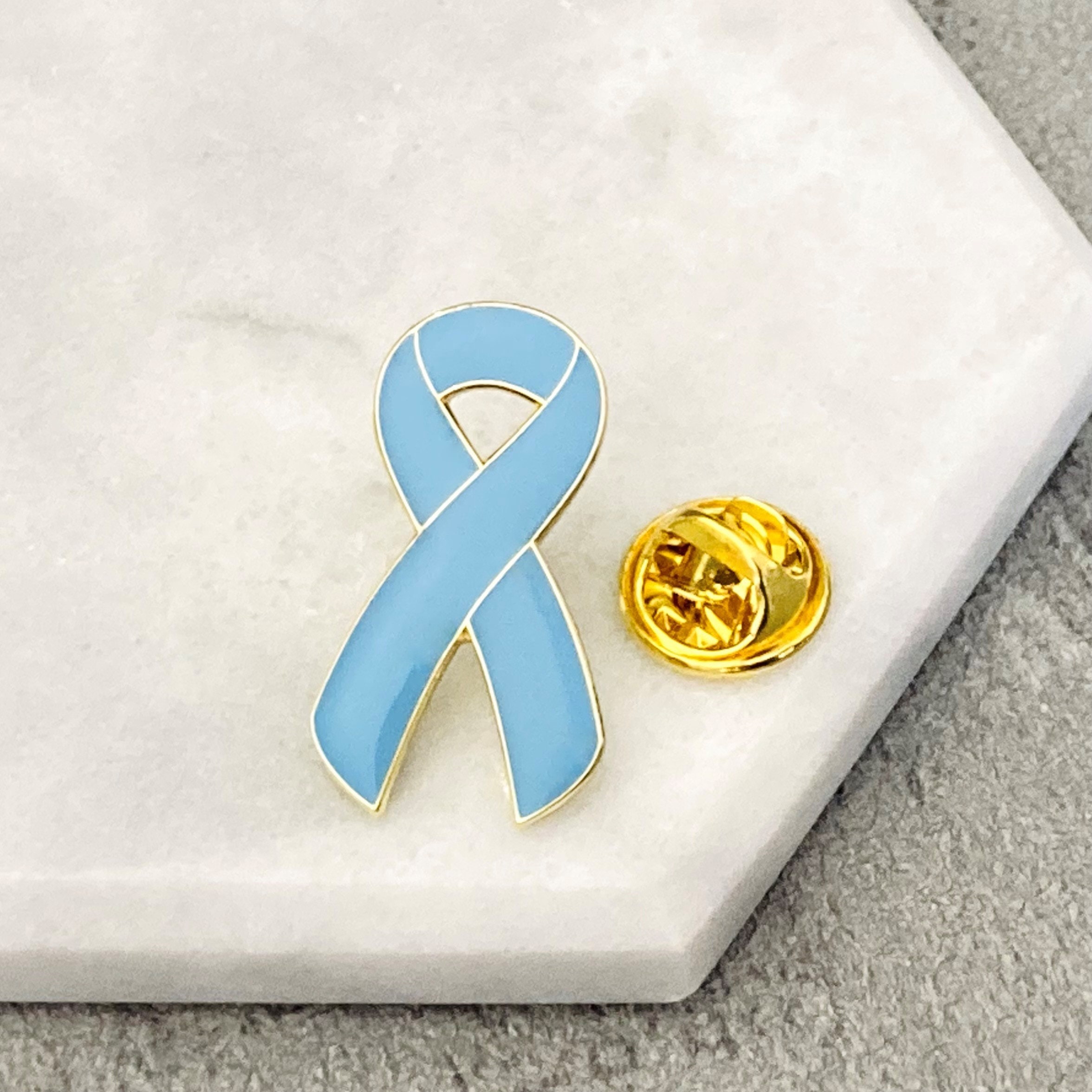 10 Pack Flat Gold Ribbon Awareness Pins | Sterling Silver Plated With Tac Backing, 1x0.5 Inch - View #4