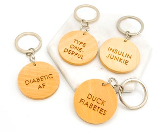 Diabetes Keychain: Funny Laser Engraved Key Ring to Raise Awareness