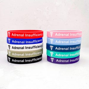 Adrenal Insufficiency Medical Alert Wristbands | Silicone Emergency ID Bracelets | Set of 3