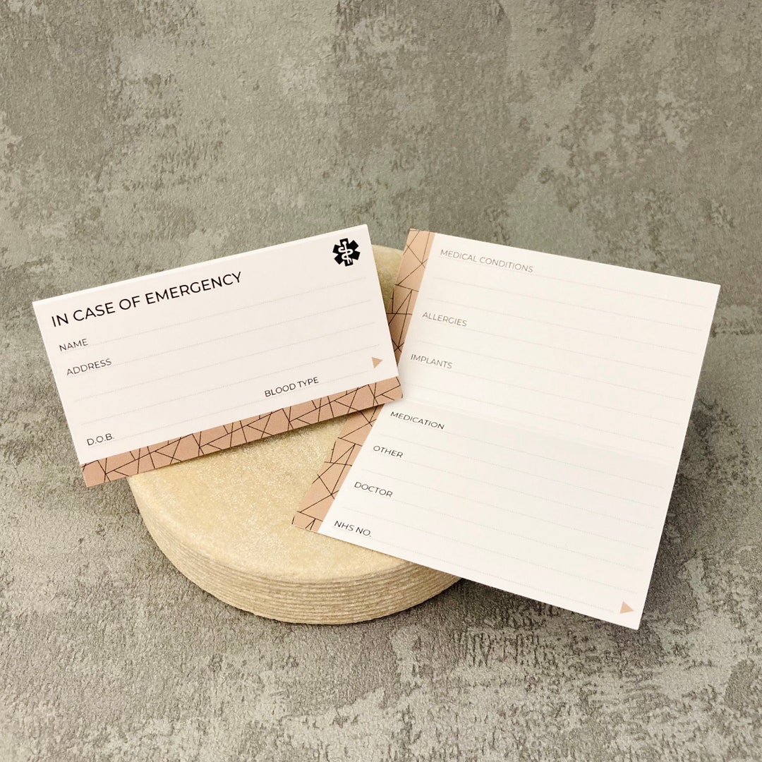 Personalised Wallet Cards Custom Emergency Contacts for Medical ...