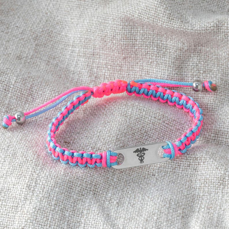 Custom Engraved Medical Alert Bracelet, Adjustable Nylon Cord, Fusion image 7