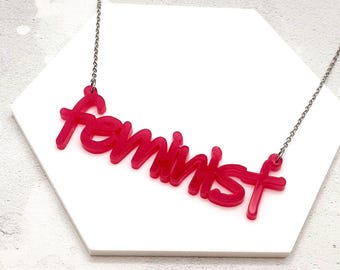 Feminist Necklace – Handmade Acrylic Statement Jewelry, Gift For Her